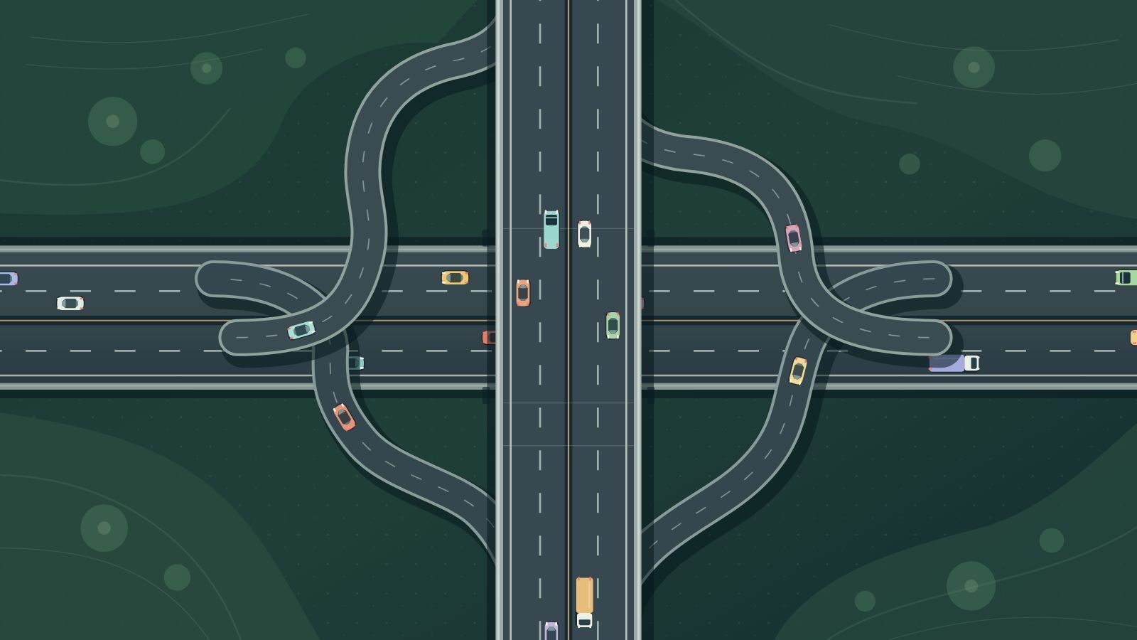 Cruce de autopistas generado con GPT-6 Sol