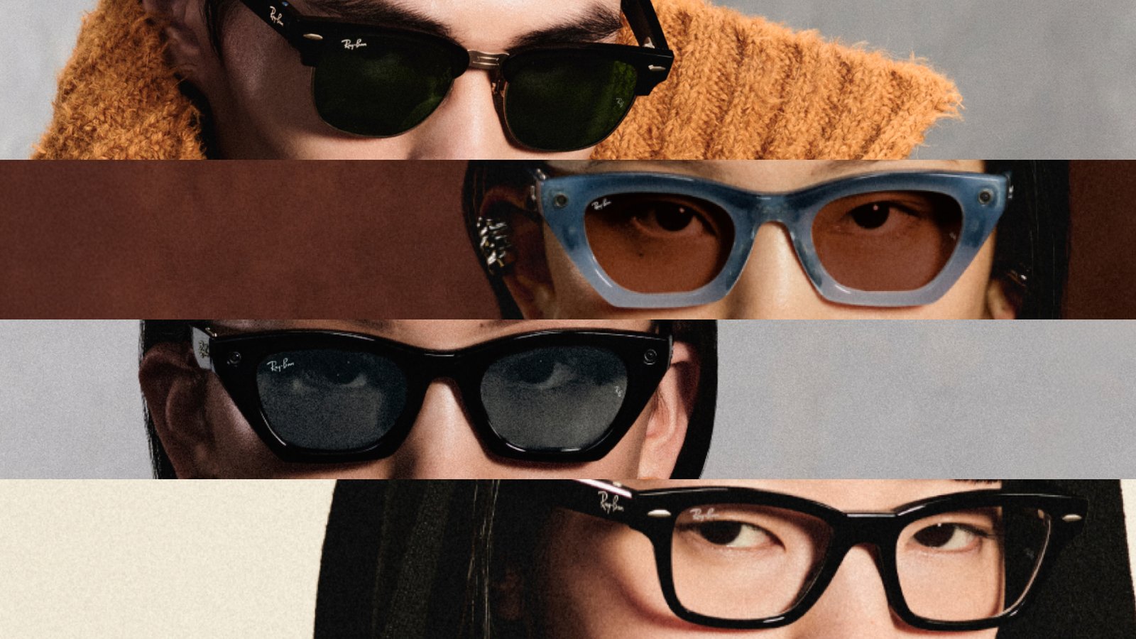 Distintas personas con modelos de la gama de gafas de Meta